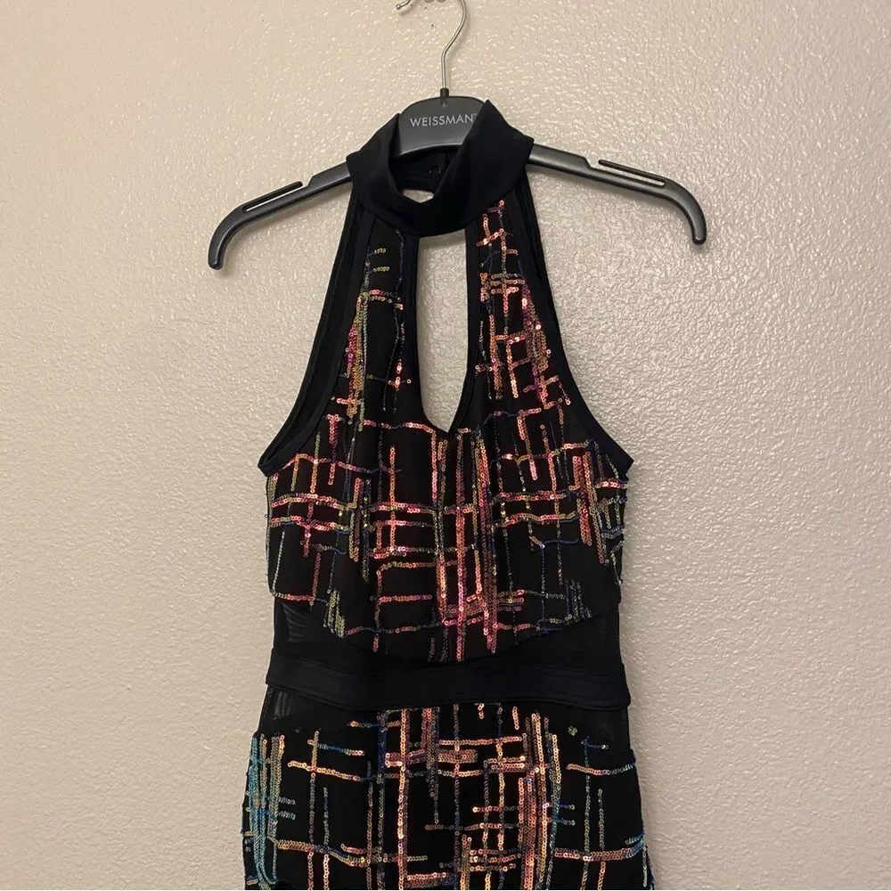 Weissman Elite dance costume black Hologram Sequin Leotard NV11463 SA adult